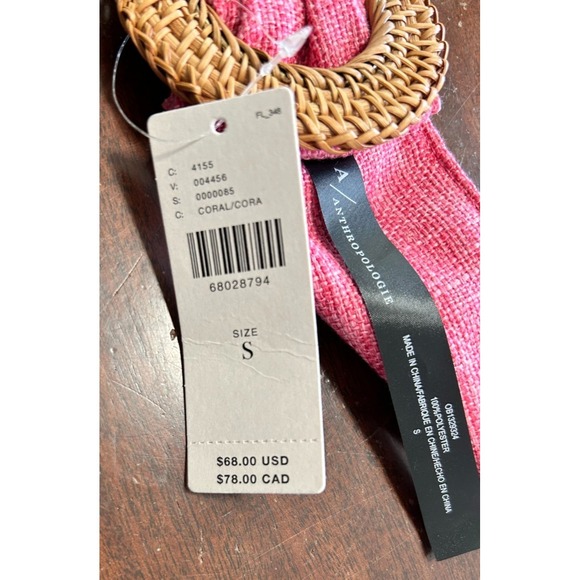 Anthropologie Belt Ines Raffia Woven Buckle Size SMALL Light Pink Wide NWT $68 main image 6